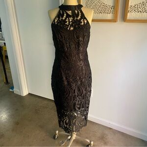 Beautiful black Bardot lace dress. Size 8